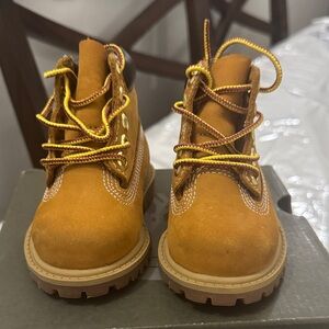 Timberland Kids Brown Boots with Yellow Laces